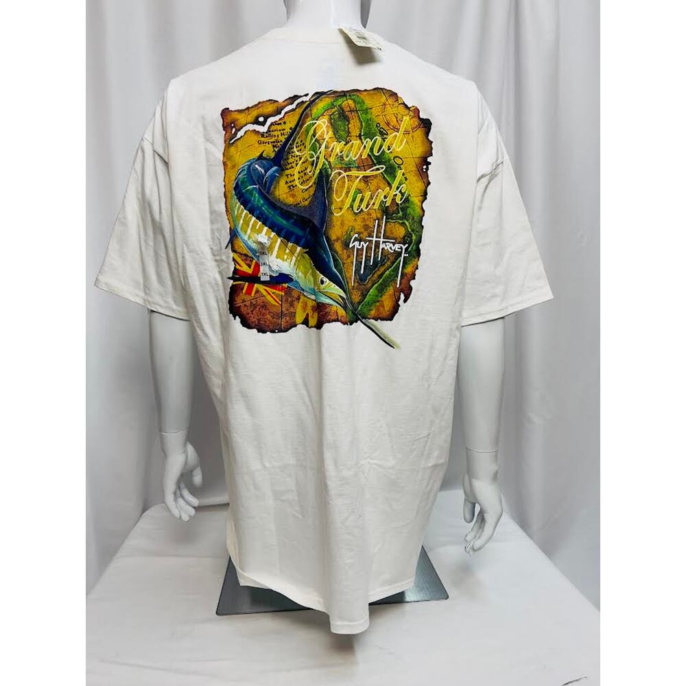 NWT! Guy‎ Harvey Men’s Grand Turk Trea Short Sleeve T-Shirt S/White